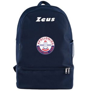 Μπλε σακίδιο πλάτης OFA Apollonios Keratsiniou με λογότυπο Zeus